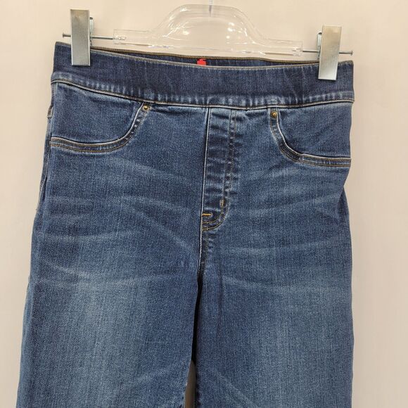 Spanx Cropped Flare Jeans Womens Small Pull On Raw Ombre Hem Stretch Sexy Trendy - Picture 5 of 13